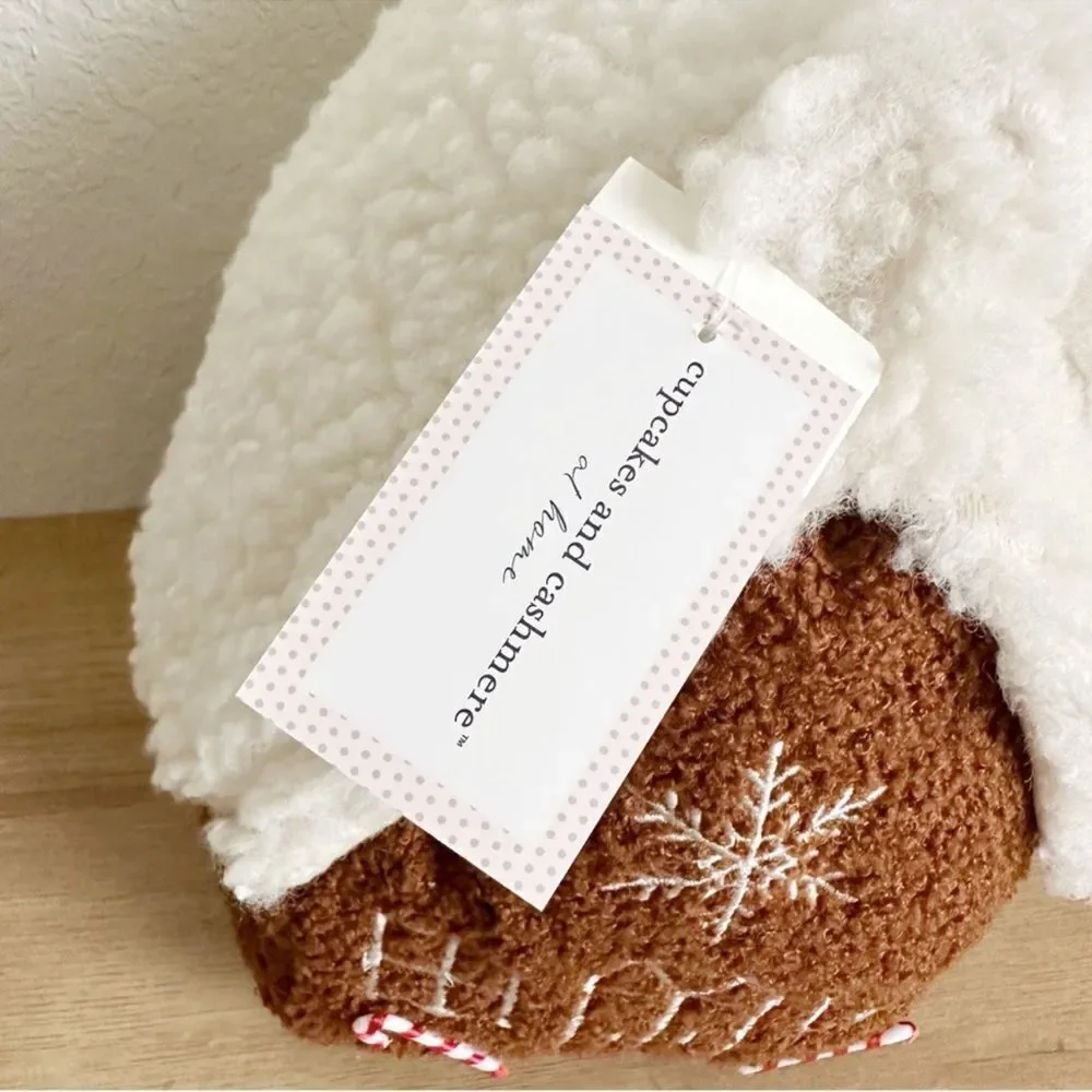 Cupcakes and Cashmere Peppermint Gingerbread Teddy Sherpa Pillow TIKTOK NWT